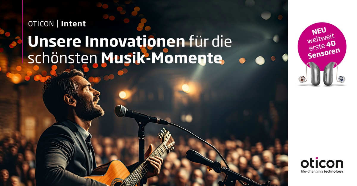 Musiker mit Hörgerät – Oticon Intent Musikmodus